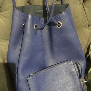 Calvin Klein cobalt blue bucket bag. Leather.